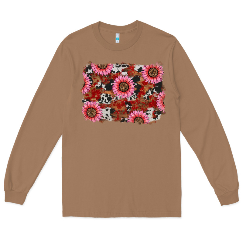 Valentine's Day Sunflowers Leopard Cowhide Background Long Sleeve Tee by RanaPortraitStore | Teevron