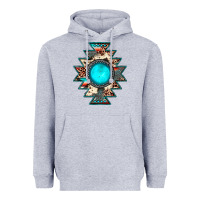 Heather Grey aztec leopard turquoise gemstone Heavyweight Hoodie - JahusDesignShop