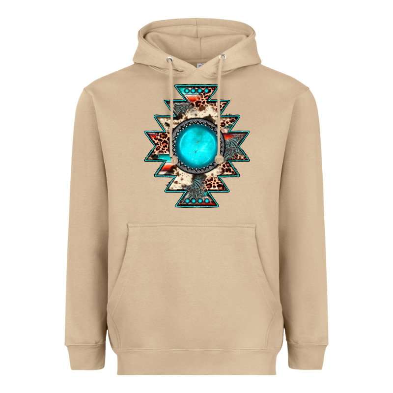 Aztec Leopard Turquoise Gemstone Heavyweight Hoodie by JahusDesignShop | Teevron