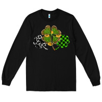 Black st patricks day shamrock gold Long Sleeve Tee - RanaPortraitStore
