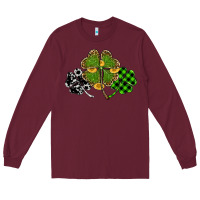 Burgundy st patricks day shamrock gold Long Sleeve Tee - RanaPortraitStore