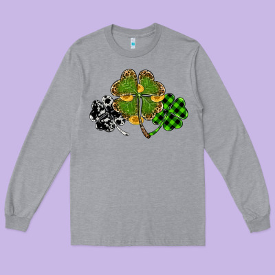 St Patricks Day Shamrock Gold Long Sleeve Tee Designed By Ranaportraitstore