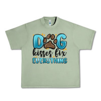 Oil Green dog kisses fix everything Urban Heavy Tee - MaliasSmallBusiness