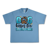 Pebble Blue dog kisses fix everything Urban Heavy Tee - MaliasSmallBusiness