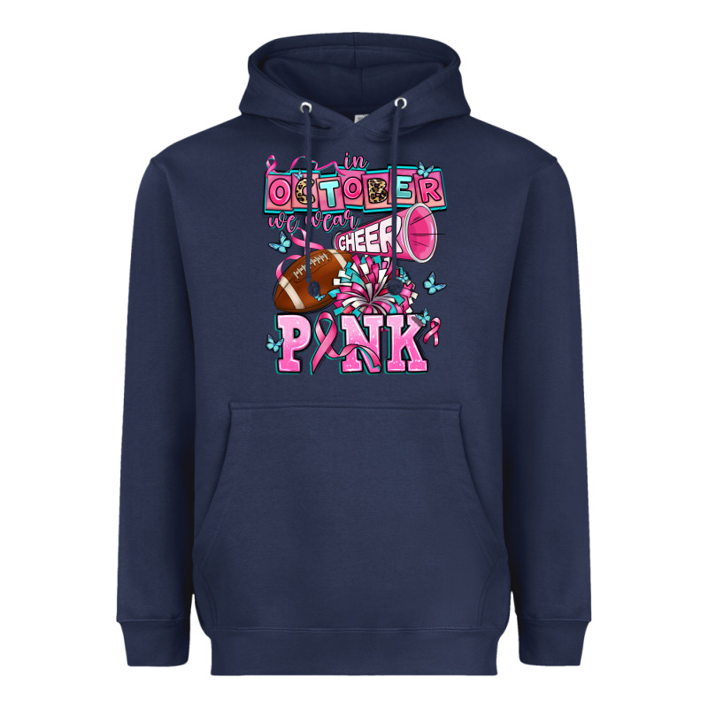 In October We Wear Cheer Pink Football Heavyweight Hoodie by AdoDesignShop | Teevron