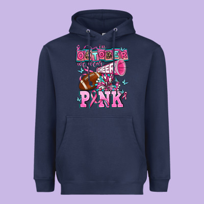 In October We Wear Cheer Pink Football Heavyweight Hoodie Designed By Adodesignshop