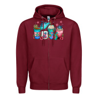 Burgundy turtle coffee cups Zipper Hoodie - Zillion Design Studio