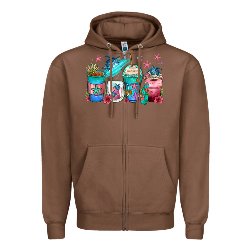 Turtle Coffee Cups Zipper Hoodie by Zillion Design Studio | Teevron