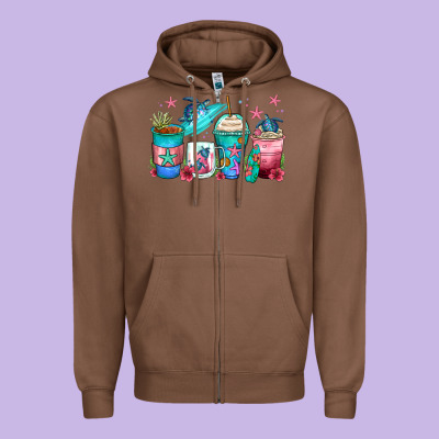 Turtle Coffee Cups Zipper Hoodie Designed By Zillion Design Studio