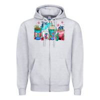 Heather Grey turtle coffee cups Zipper Hoodie - Zillion Design Studio