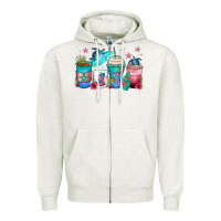 Oatmeal Heather turtle coffee cups Zipper Hoodie - Zillion Design Studio