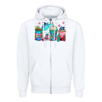 White turtle coffee cups Zipper Hoodie - Zillion Design Studio