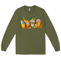 Army Green bumble bee coffee cups Long Sleeve Tee - AdoDesignShop