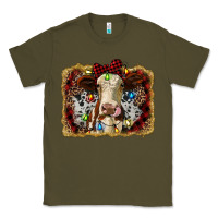 Army Green heifer cow christmas western background Classic Tee - RanaPortraitStore