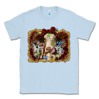 Dusty Blue heifer cow christmas western background Classic Tee - RanaPortraitStore