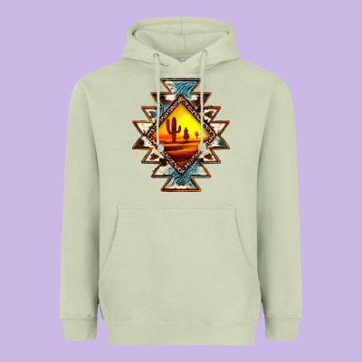 Cowhide Leopard Sunset Aztec Heavyweight Hoodie Designed By Jahusdesignshop