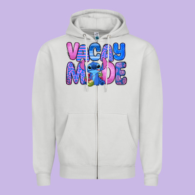 Vacay Mode Stitch Zipper Hoodie Designed By Zillion Design Studio