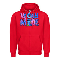 Red vacay mode stitch Zipper Hoodie - Zillion Design Studio