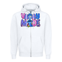 White vacay mode stitch Zipper Hoodie - Zillion Design Studio