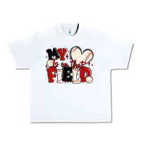 White my heart is on that field baseball Urban Heavy Tee - MaliasSmallBusiness