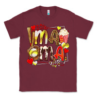 Burgundy mama softball baseball with popcorn Classic Tee - texasbilliewilder
