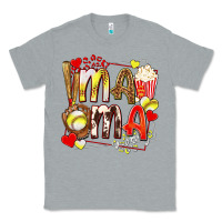 Heather Grey mama softball baseball with popcorn Classic Tee - texasbilliewilder