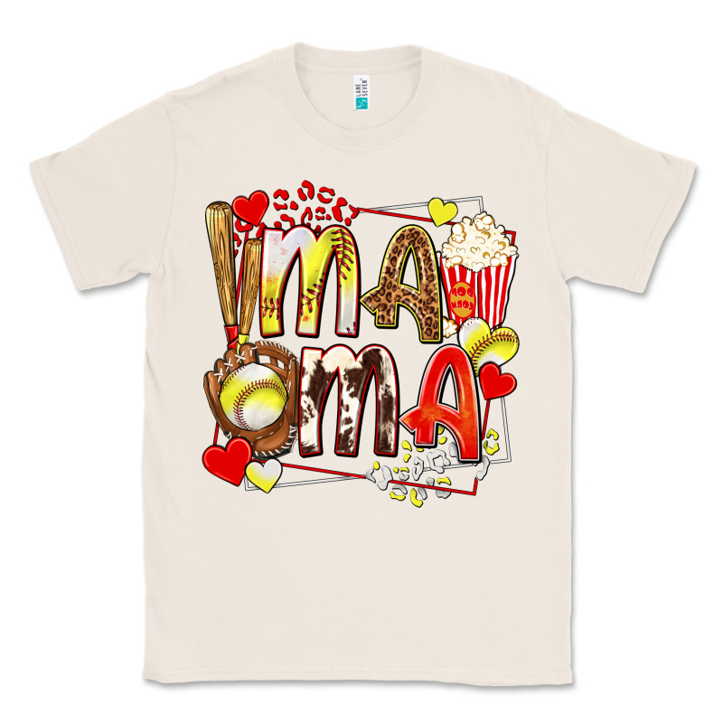 Mama Softball Baseball With Popcorn Classic Tee by texasbilliewilder | Teevron
