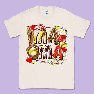 Mama Softball Baseball With Popcorn Classic Tee Designed By Texasbilliewilder