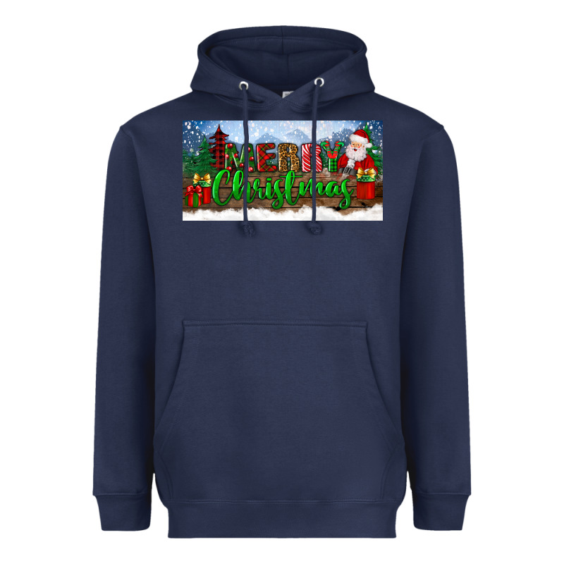 Merry Christmas With Santa Claus License Plate Heavyweight Hoodie by BundleAndBundleShop | Teevron