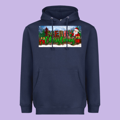 Merry Christmas With Santa Claus License Plate Heavyweight Hoodie Designed By Bundleandbundleshop