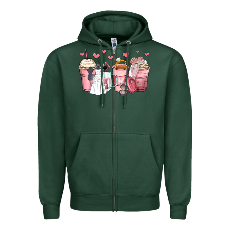 Wedding Bride Coffee Cups Zipper Hoodie by Zillion Design Studio | Teevron