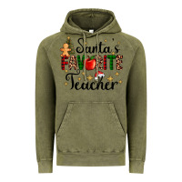 Vintage Olive santa's favorite teacher Vintage Hoodie - AdoDesignShop