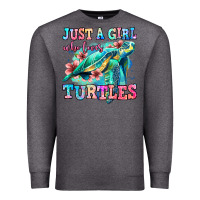 Charcoal Heather just a girl who loves turtles Premium Sweatshirt - Jasminsmagicworld