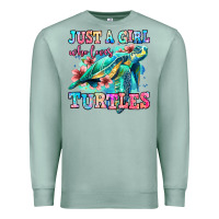 Seafoam just a girl who loves turtles Premium Sweatshirt - Jasminsmagicworld
