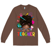 Chestnut teacher afro messy bun Long Sleeve Tee - texasbilliewilder