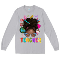 Moon Dust teacher afro messy bun Long Sleeve Tee - texasbilliewilder