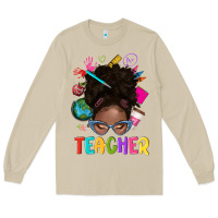 Mushroom teacher afro messy bun Long Sleeve Tee - texasbilliewilder