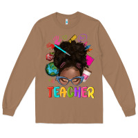 Toasted Coconut teacher afro messy bun Long Sleeve Tee - texasbilliewilder