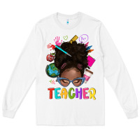 White teacher afro messy bun Long Sleeve Tee - texasbilliewilder