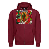 Burgundy Lady of Guadalupe Zipper Hoodie - CTS Tumbler Store