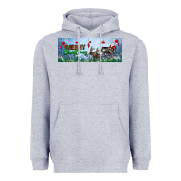 Heather Grey merry christmas with santa sleigh Heavyweight Hoodie - BundleAndBundleShop