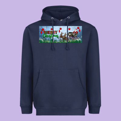 Merry Christmas With Santa Sleigh Heavyweight Hoodie Designed By Bundleandbundleshop