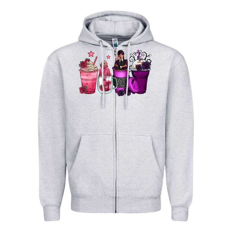 Wednesday And Enid Coffee Cups Zipper Hoodie by Zillion Design Studio | Teevron