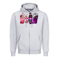 Heather Grey wednesday and enid coffee cups Zipper Hoodie - Zillion Design Studio