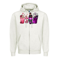 Oatmeal Heather wednesday and enid coffee cups Zipper Hoodie - Zillion Design Studio