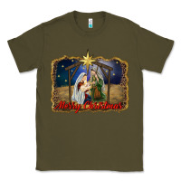 Army Green merry christmas holy family Classic Tee - RanaPortraitStore