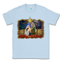 Dusty Blue merry christmas holy family Classic Tee - RanaPortraitStore