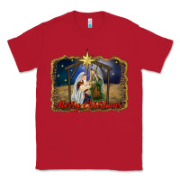 Red merry christmas holy family Classic Tee - RanaPortraitStore