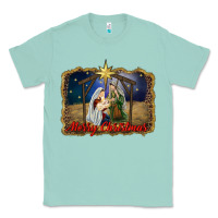 Seafoam merry christmas holy family Classic Tee - RanaPortraitStore