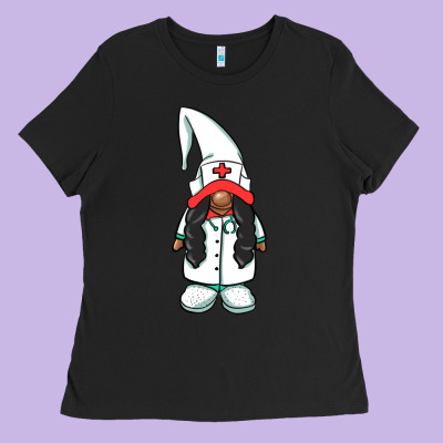 African American Nurse Gnome Ladies Tee Designed By Barkaloodesign